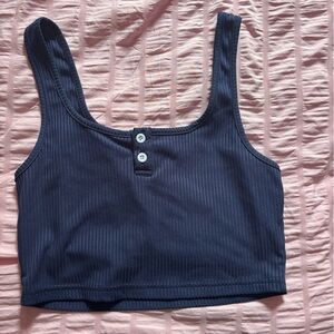 SHEIN Navy Blue Ribbed Tank Top